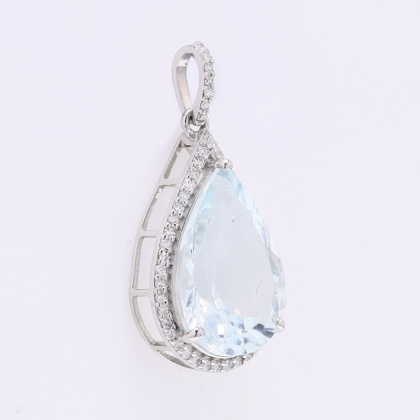 5.43 Ct Pear Mixed Cut Natural Aquamarine 950 Platinum Pendant
