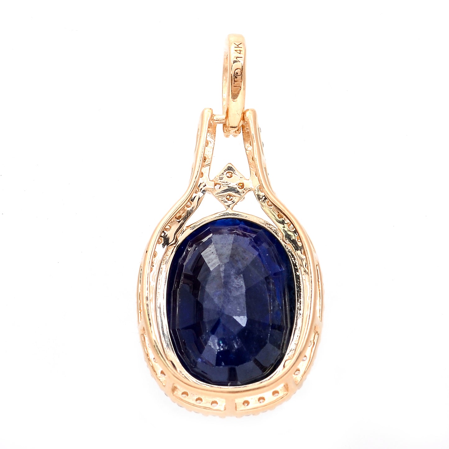 4.64 Ct Oval Mixed Cut Natural Sapphire 14K Gold Pendant