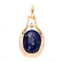 4.64 Ct Oval Mixed Cut Natural Sapphire 14K Gold Pendant