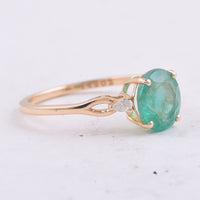 1.58 Ct Oval Natural Emerald 14K Gold Ring