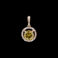 0.69 Ct Round Yellow Diamond 14K Gold Pendant
