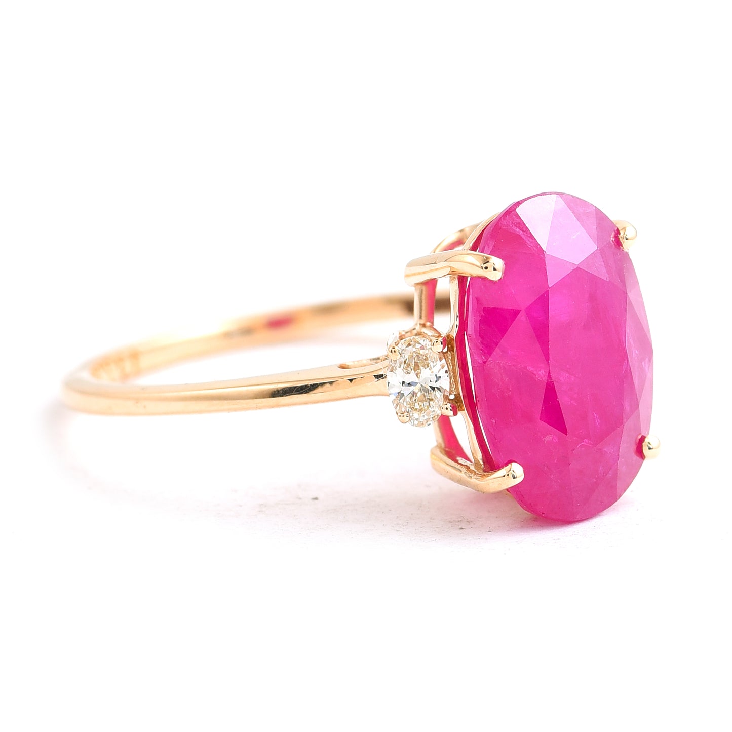 1.55 Ct Oval Mixed Cut Natural Ruby 14K Gold Ring