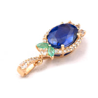 1.98 Ct Oval Mixed Cut Natural Sapphire 14K Gold Pendant