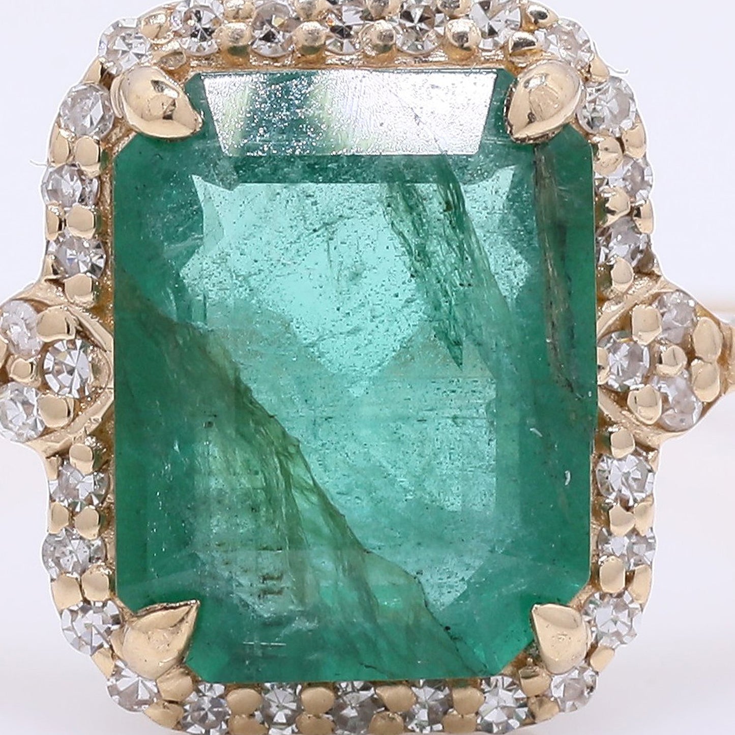 1.83 Ct Octagon Step Cut Natural Emerald 14K Gold Ring