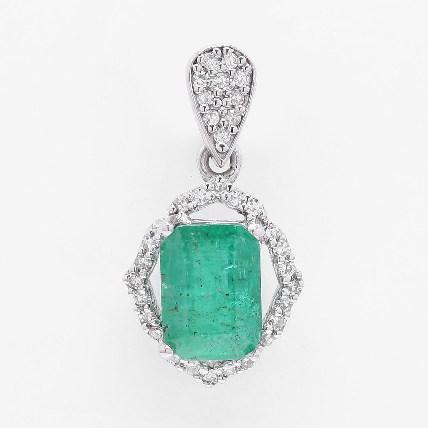 1.15 Ct Octagon Step Cut Natural Emerald 950 Platinum Pendant