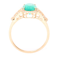 2.07 Ct Oval Mixed Cut Natural Emerald 14K Gold Ring