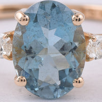1.31 Ct Oval Natural Aquamarine 14K Gold Ring