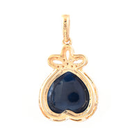 5.93 Ct Heart Cabochon Natural Sapphire 14K Gold Pendant