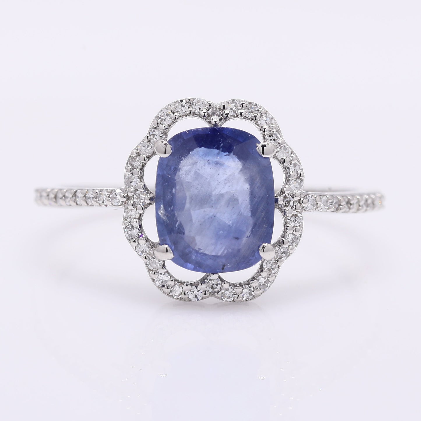 1.92 Ct Cushion Mixed Cut Natural Sapphire 950 Platinum Ring