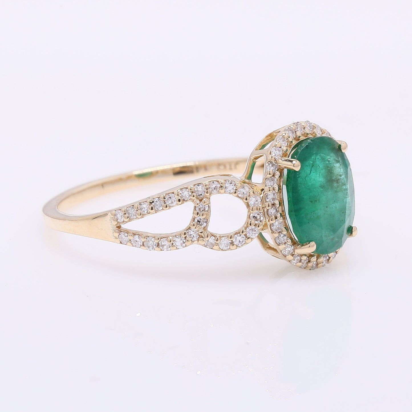 1.43 Ct Oval Mixed Cut Natural Emerald 14K Gold Ring