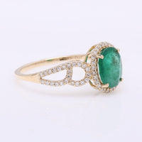 1.43 Ct Oval Mixed Cut Natural Emerald 14K Gold Ring