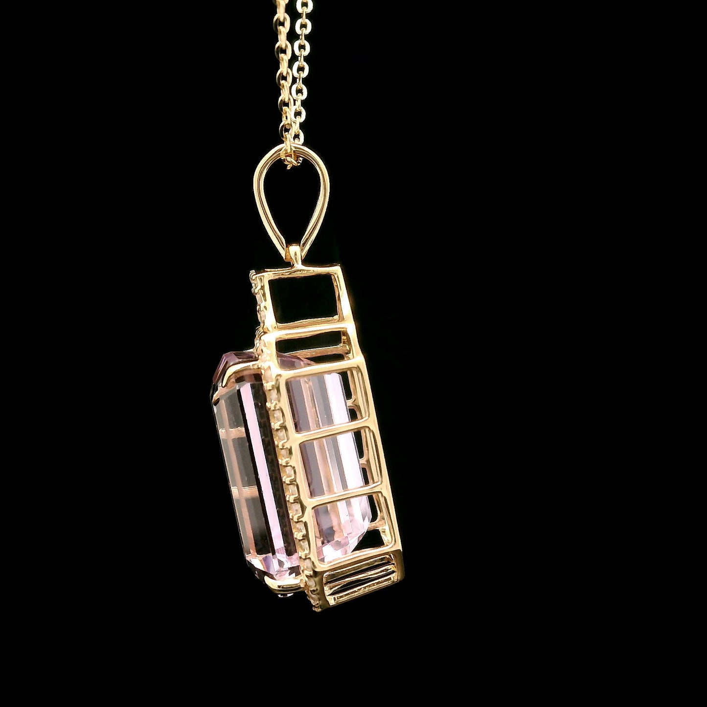 8.19 Ct Octagon Kunzite 14K Gold Pendant