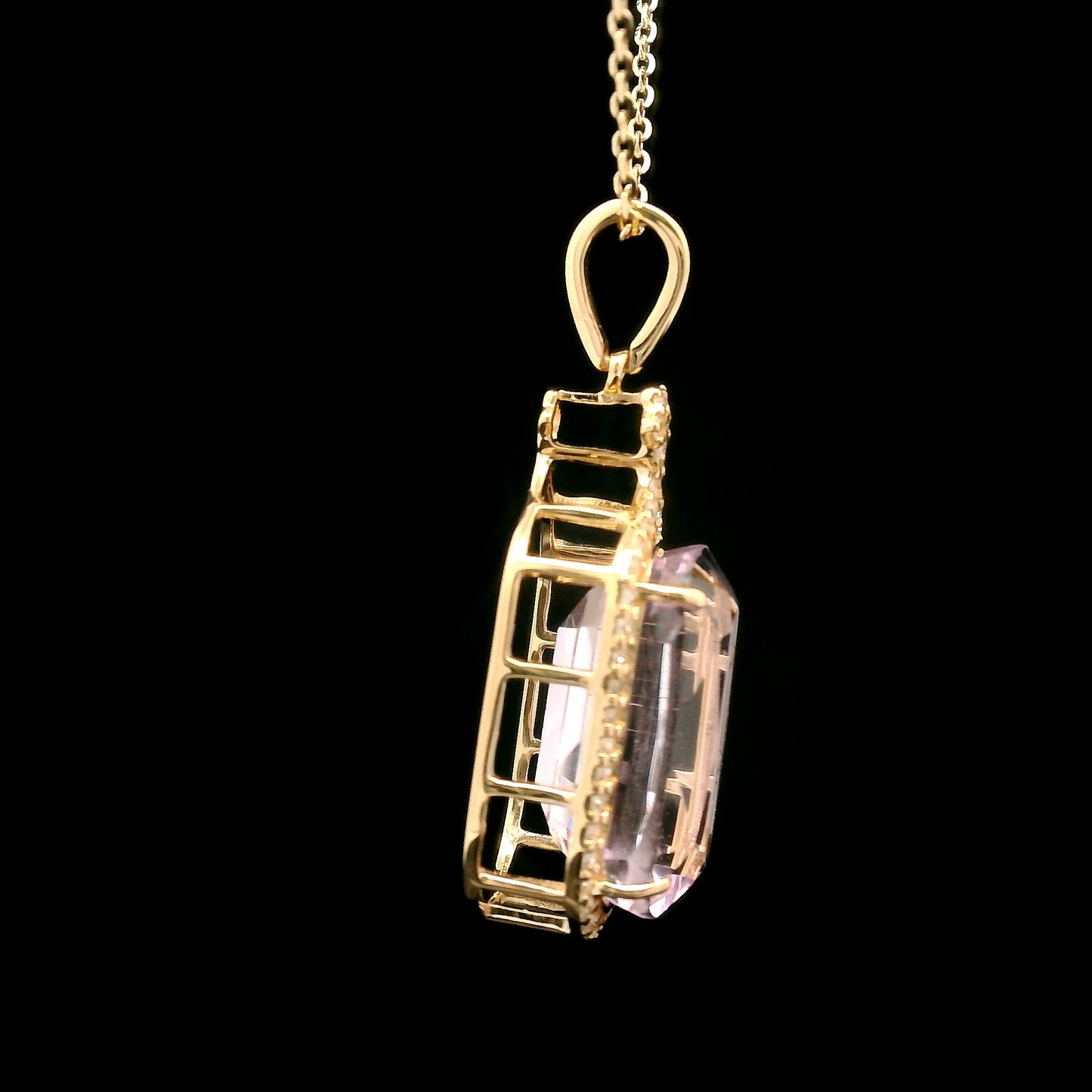 6.74 Ct Cushion Kunzite 14K Gold Pendant