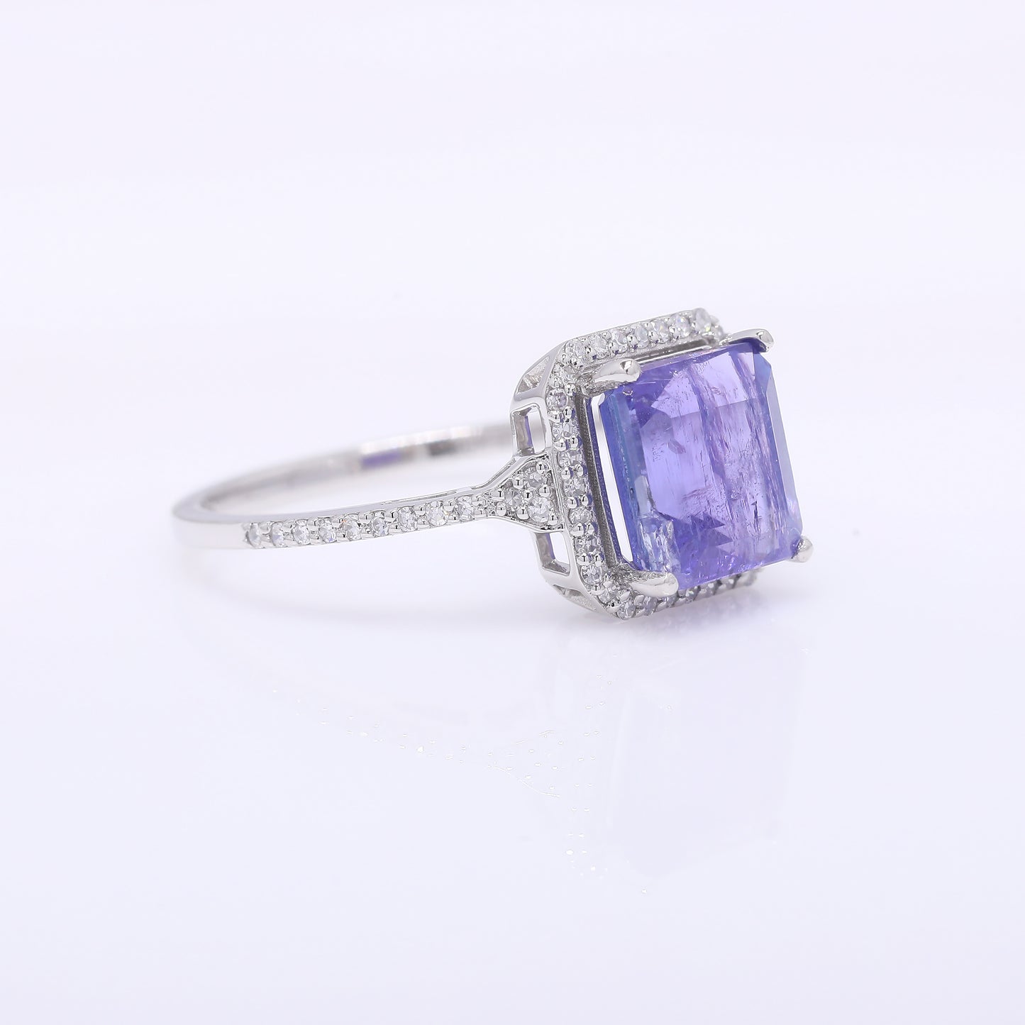 2.89 Ct Octagon Step Cut Natural Tanzanite 950 Platinum Ring