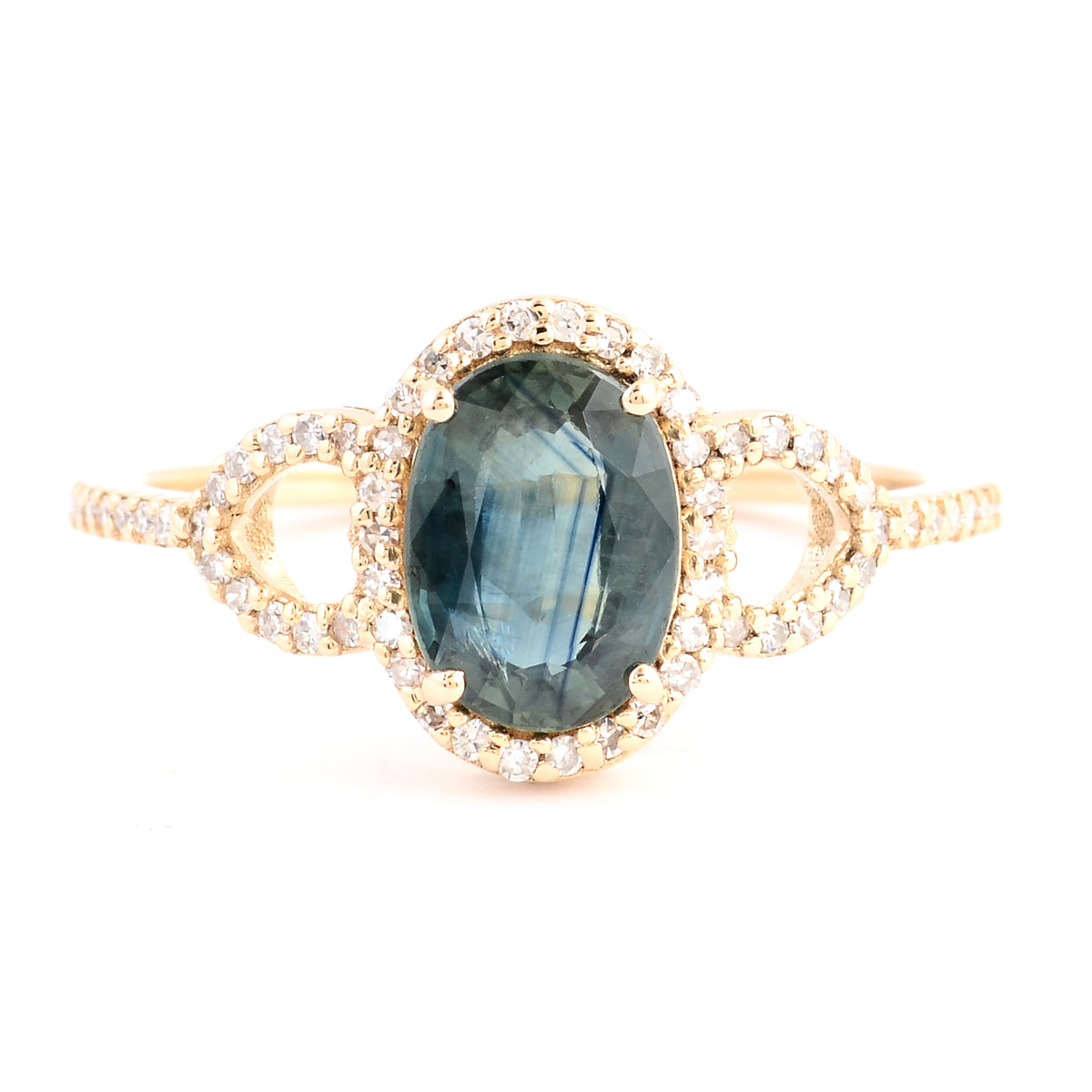 1.57 Ct Oval Mixed Cut Natural Corunum Sapphire 14K Gold Ring