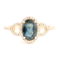 1.57 Ct Oval Mixed Cut Natural Corunum Sapphire 14K Gold Ring
