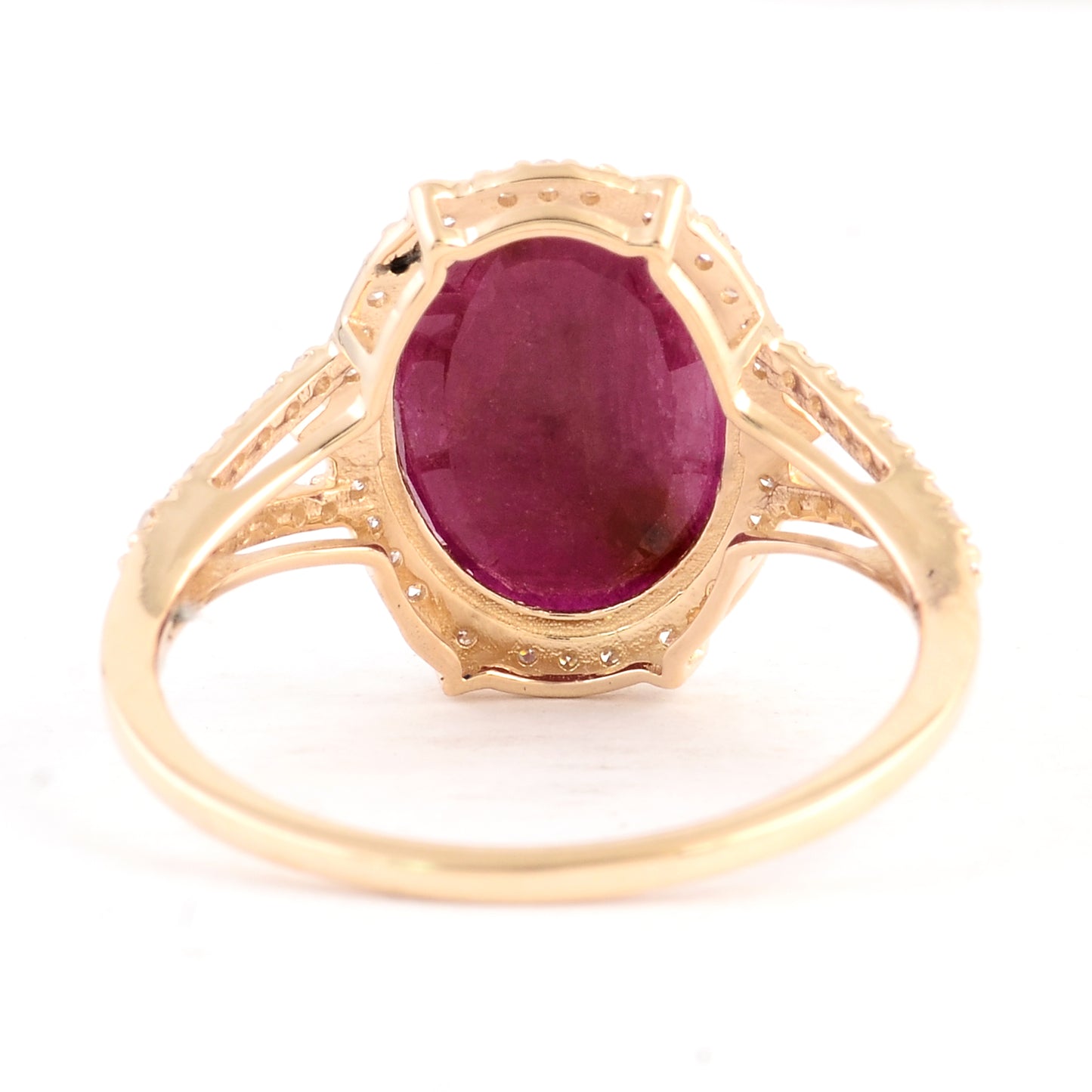 3.27 Ct Oval Mixed Cut Natural Corundum Ruby 14K Gold Ring