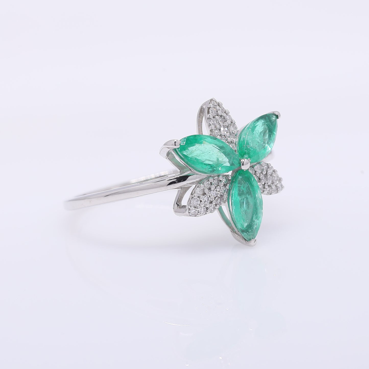 1.15 Ct Marquise Mixed Cut Natural Emerald 950 Platinum Ring