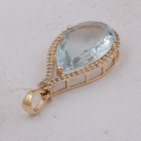 3.84 Ct Pear Aquamarine 9K Gold Pendant