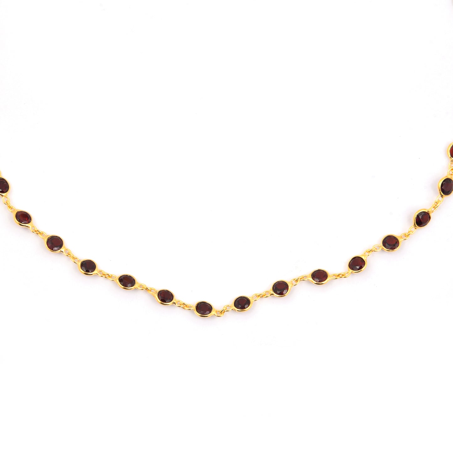 12.18 Ct Round Garnet 925 Silver Necklace