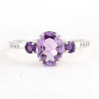 2.04 Ct Oval Amethyst 925 Sterling Silver Ring