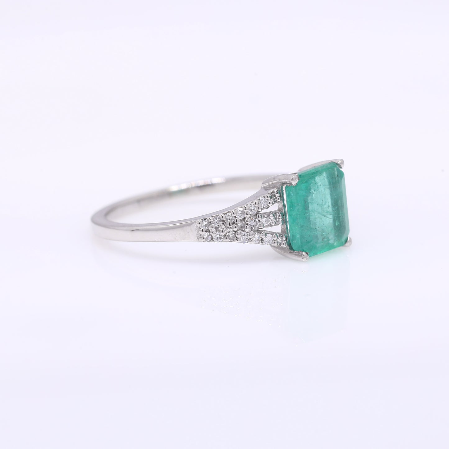 1.39 Ct Octagon Step Cut Natural Emerald 950 Platinum Ring