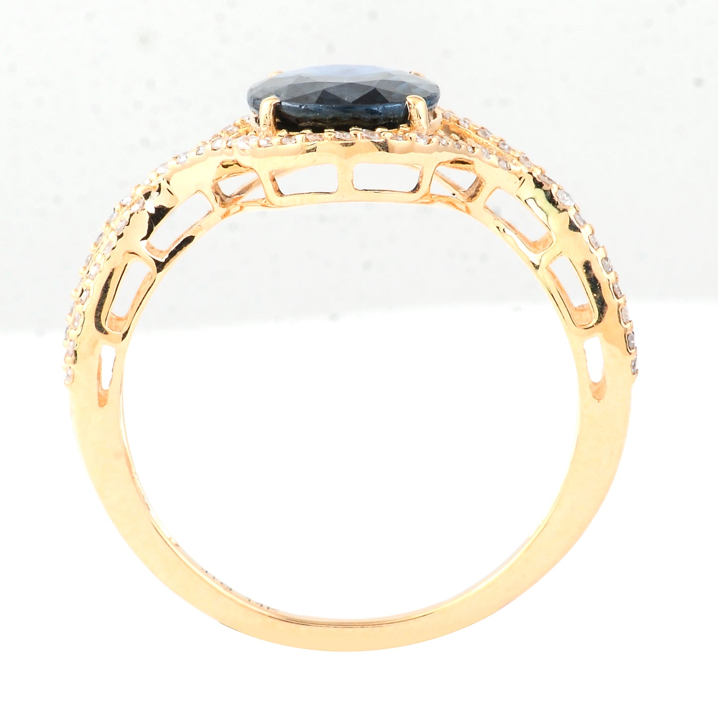 2.34 Ct Oval Mixed Cut Natural Sapphire 14K Gold Ring