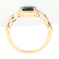 2.34 Ct Oval Mixed Cut Natural Sapphire 14K Gold Ring