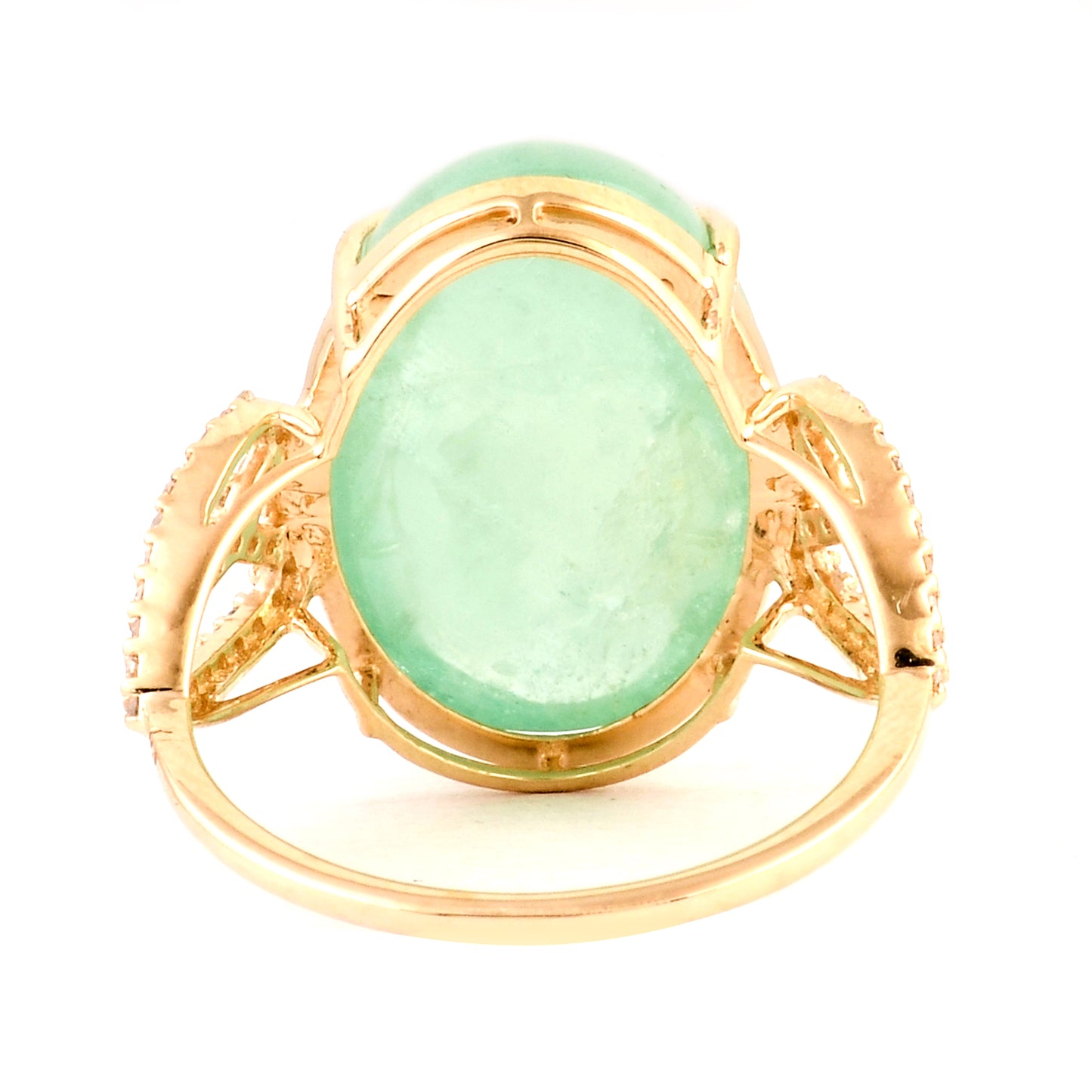 12.33 Ct Oval Cabochon Emerald 14K Gold Ring