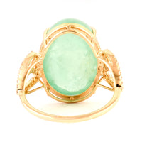 12.33 Ct Oval Cabochon Emerald 14K Gold Ring