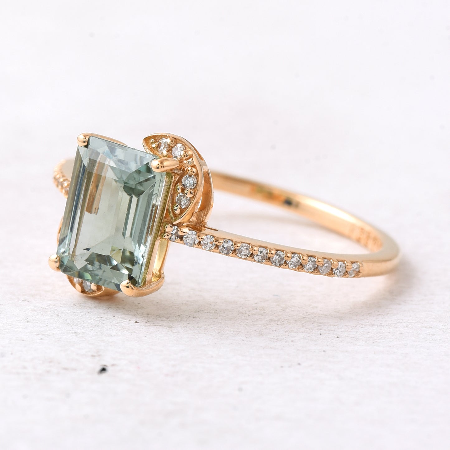 1.58 Ct Octagon Step Cut Natural Tourmaline 14K Gold Ring