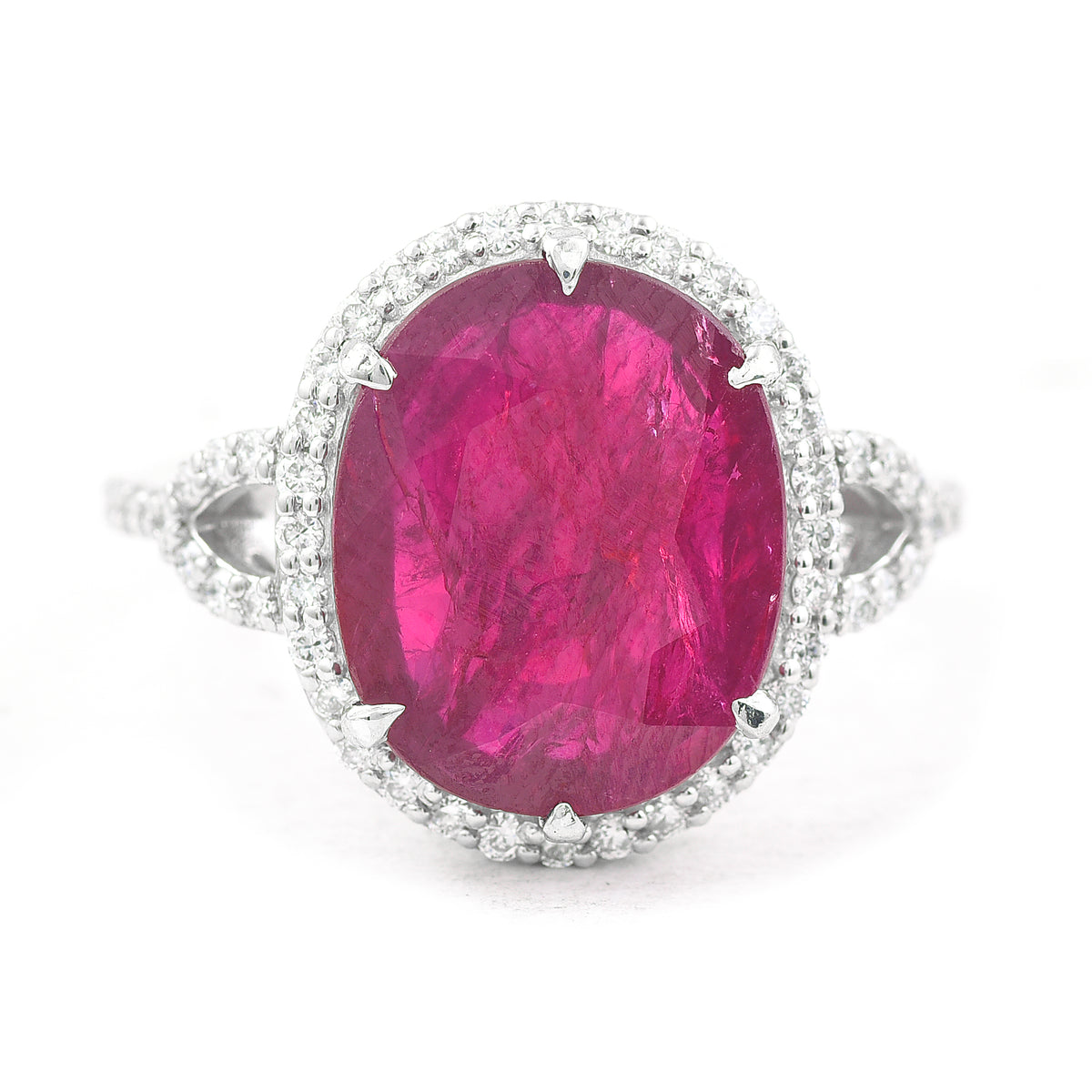 5.68 Ct Oval Mixed Cut Natural Corundum Ruby 950 Platinum Ring