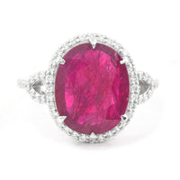 5.68 Ct Oval Mixed Cut Natural Corundum Ruby 950 Platinum Ring