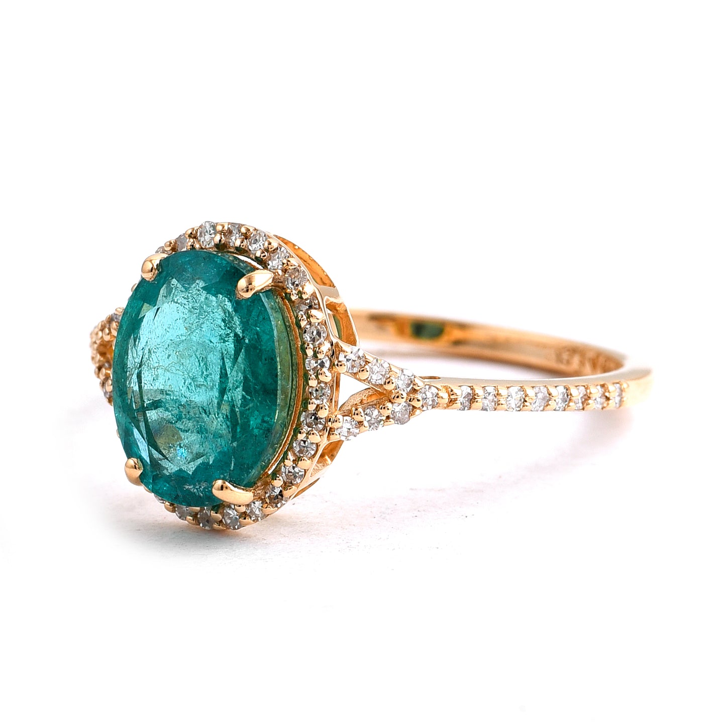2.02 Ct Oval Mixed Cut Natural Emerald 14K Gold Ring
