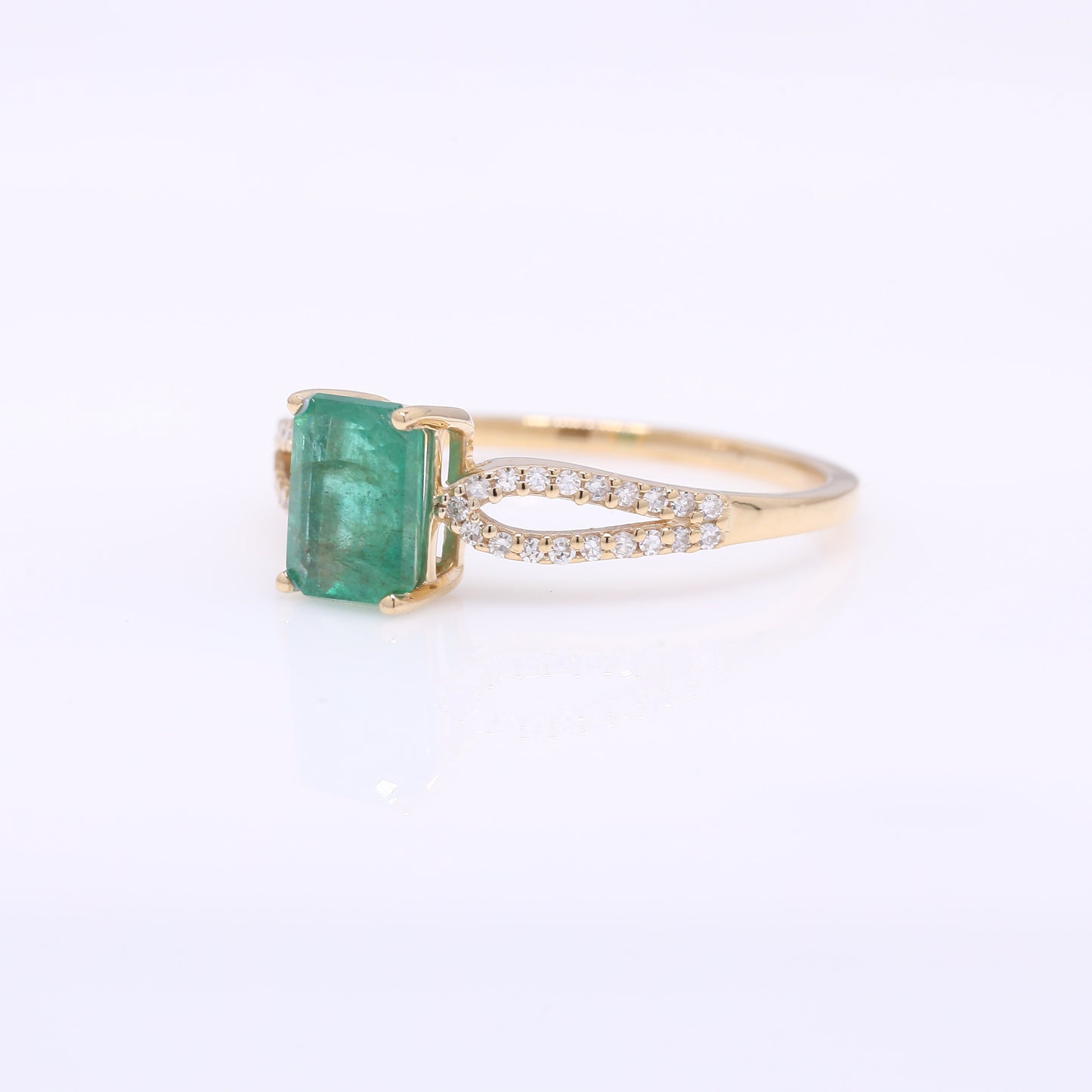 1.20 Ct Octagon Step Cut Natural Emerald 14K Gold Ring