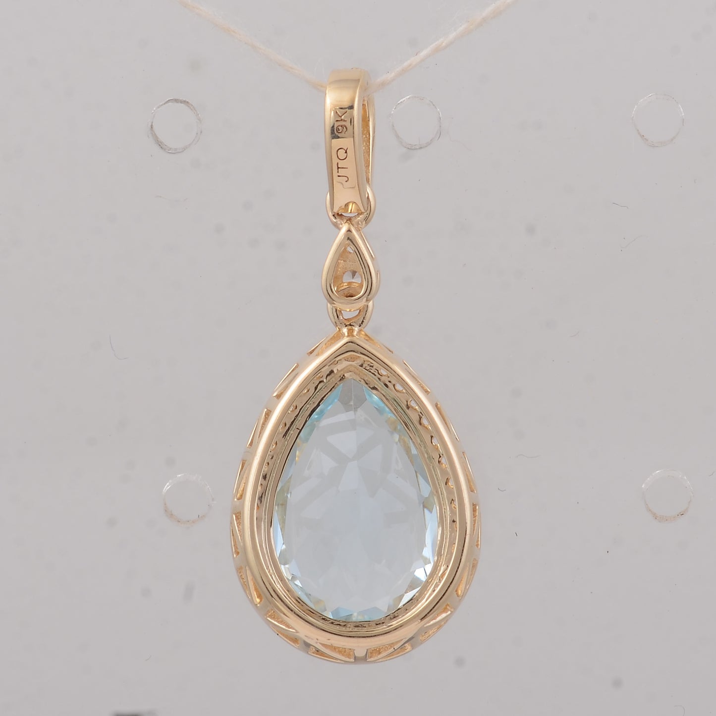 3.74 Ct Pear Aquamarine 9K Gold Pendant