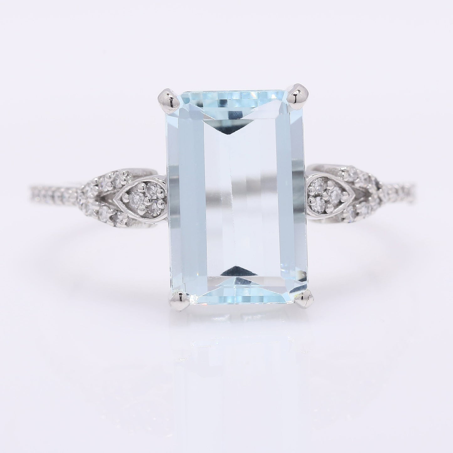 2.86 Ct Octagon Step Cut Natural Aquamarine 950 Platinum Ring