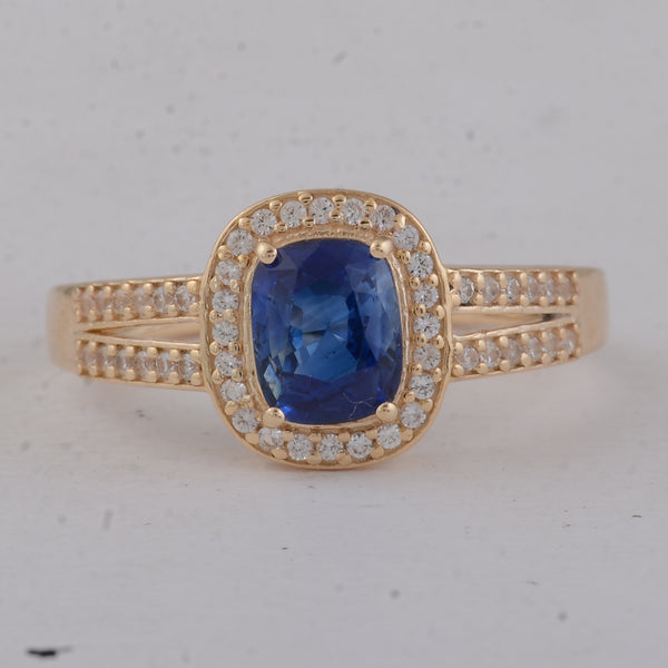 1.27 Ct Cushion Sapphire 9K Gold Ring