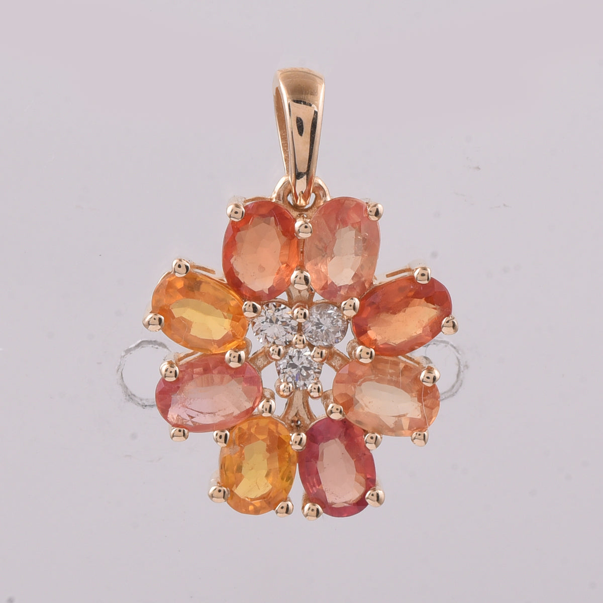 1.82 Ct Oval Natural Multi Coloured Sapphire 14K Gold Pendant