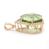 7.73 Ct Hexagon Natural Eridot 14K Gold Pendant