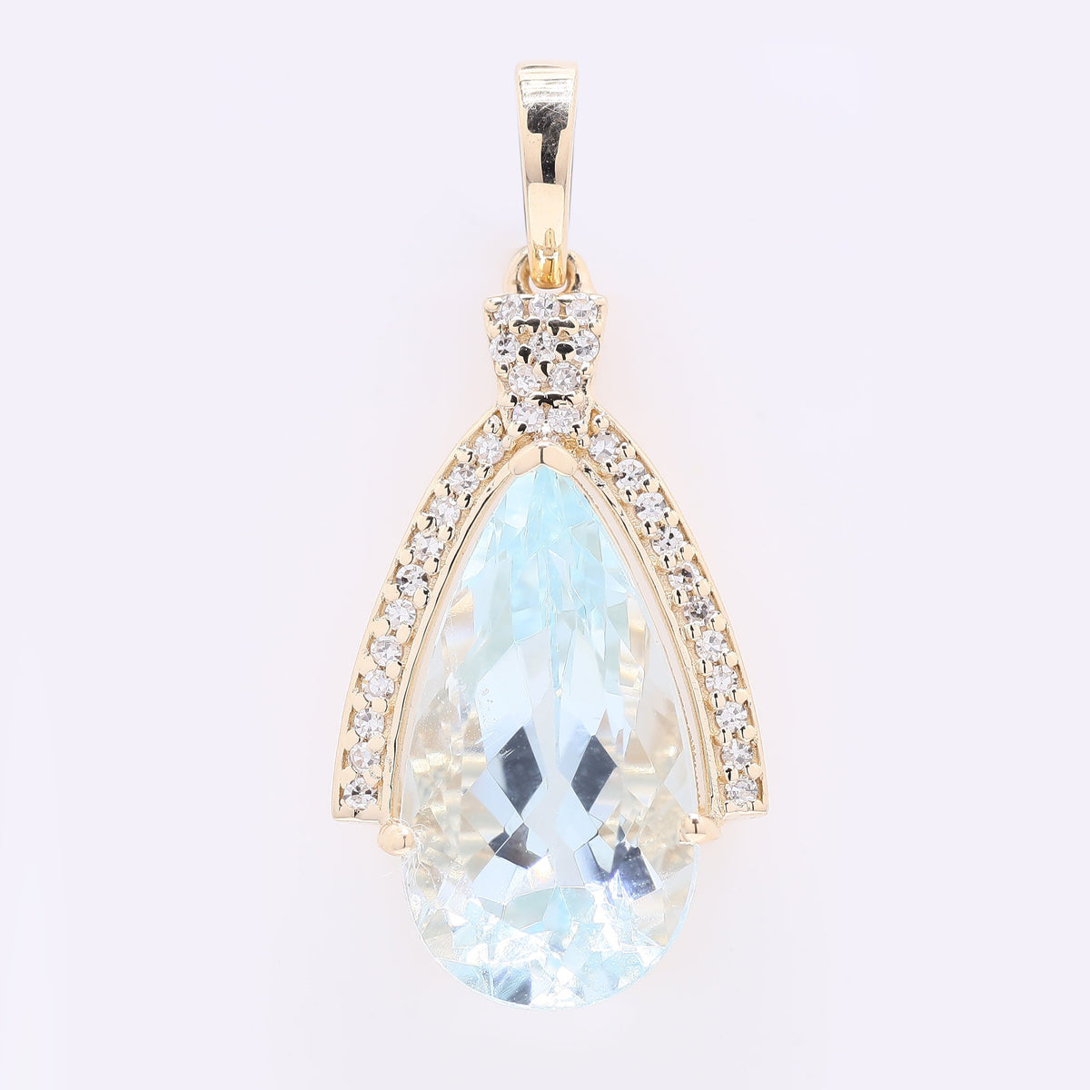 4.24 Ct Pear Mixed Cut Natural Aquamarine 14K Gold Pendant