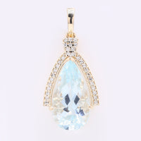 4.24 Ct Pear Mixed Cut Natural Aquamarine 14K Gold Pendant