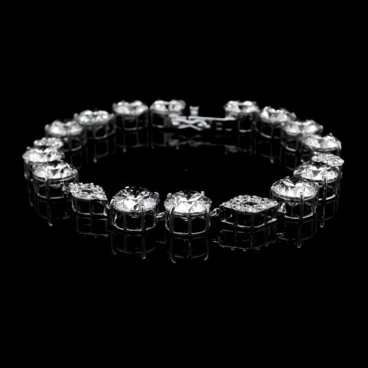 30.38 Ct Round Lab Grown Diamond 14K Gold Bracelet