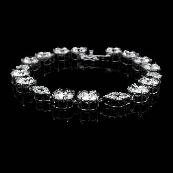 30.38 Ct Round Lab Grown Diamond 14K Gold Bracelet