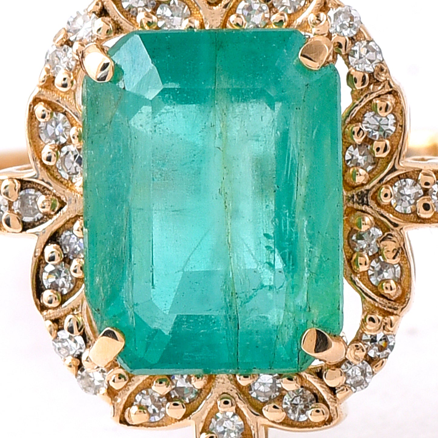 2.29 Ct Octagon Step Cut Natural Emerald 14K Gold Ring