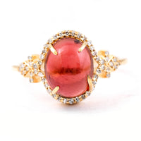 3.60 Ct Oval Cabochon Cut Natural Tourmaline 14K Gold Ring
