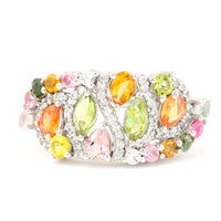 1.54 Ct Marquise Mixed Cut, Round Mixed Cut, Pear Mixed Cut Natural Multi-Coloured Tourmaline 950 Platinum Ring