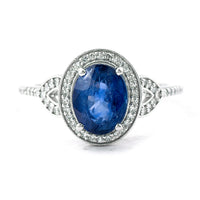 2.84 Ct Oval Mixed Cut Natural Sapphire 950 Platinum Ring