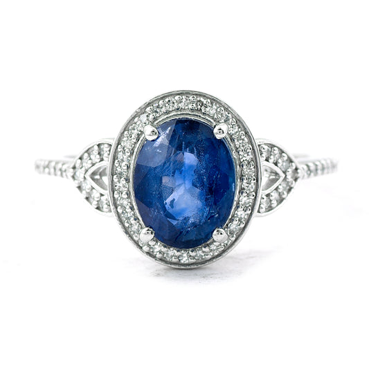 2.84 Ct Oval Mixed Cut Natural Sapphire 950 Platinum Ring