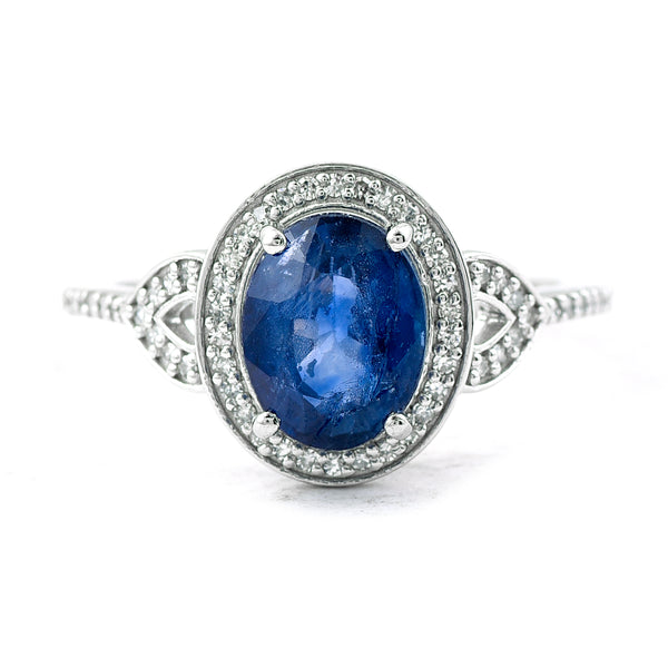 2.84 Ct Oval Mixed Cut Natural Sapphire 950 Platinum Ring